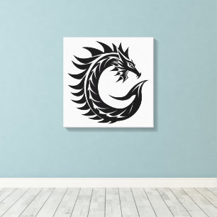 Lienzo Letra C de estilo dragón, alfabeto de dragón, mono