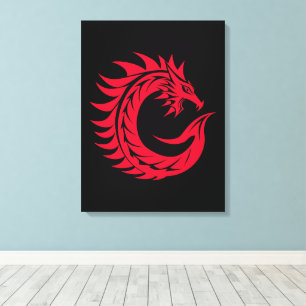 Lienzo Letra C de estilo dragón, alfabeto de dragón, mono