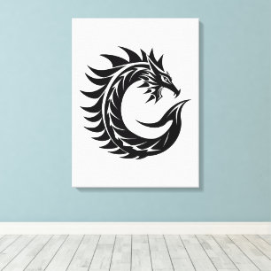 Lienzo Letra C de estilo dragón, alfabeto de dragón, mono
