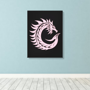 Lienzo Letra C de estilo dragón, alfabeto de dragón, mono