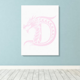 Lienzo Letra D de estilo dragón, alfabeto de dragón, mono