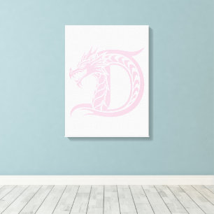 Lienzo Letra D de estilo dragón, alfabeto de dragón, mono