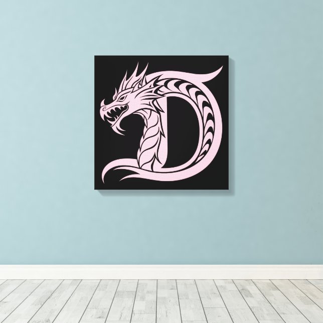 Lienzo Letra D de estilo dragón, alfabeto de dragón, mono (Insitu (piso de madera))