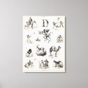 Lienzo Letra D de un manual alfabético, 1832