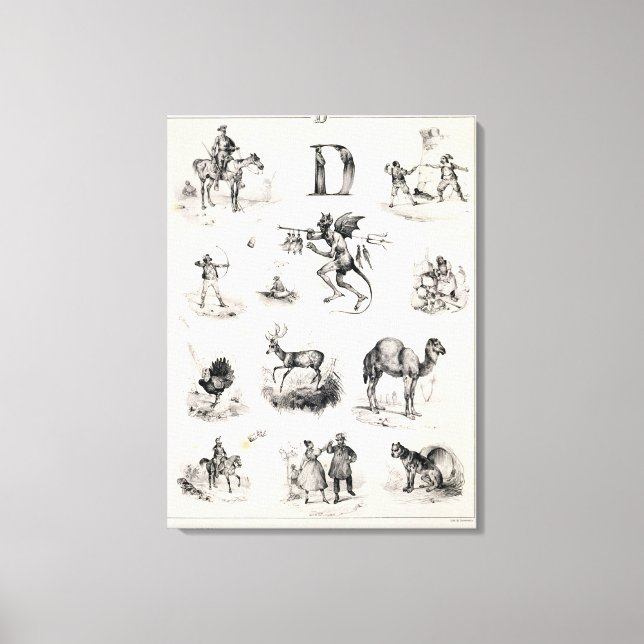 Lienzo Letra D de un manual alfabético, 1832 (Anverso)