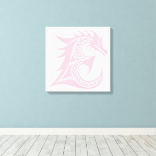 Lienzo Letra E de estilo dragón, alfabeto de dragón, mono