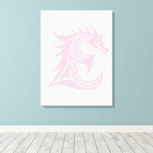 Lienzo Letra E de estilo dragón, alfabeto de dragón, mono