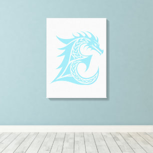 Lienzo Letra E de estilo dragón, alfabeto de dragón, mono