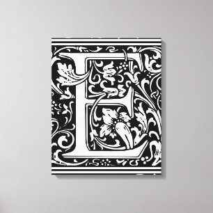 Lienzo Letra E Monograma Medieval Art Nouveau