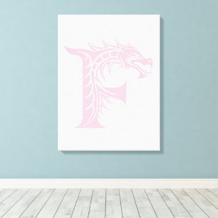 Lienzo Letra F de estilo dragón, alfabeto de dragón, mono