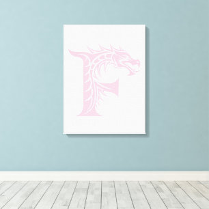 Lienzo Letra F de estilo dragón, alfabeto de dragón, mono