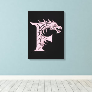 Lienzo Letra F de estilo dragón, alfabeto de dragón, mono