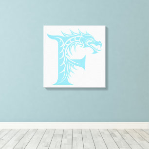 Lienzo Letra F de estilo dragón, alfabeto de dragón, mono
