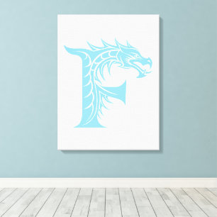 Lienzo Letra F de estilo dragón, alfabeto de dragón, mono