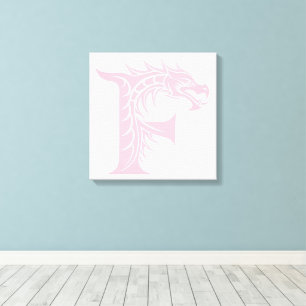 Lienzo Letra F de estilo dragón, alfabeto de dragón, mono