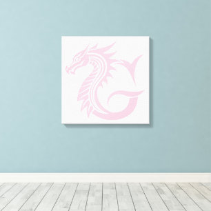 Lienzo Letra G de estilo dragón, alfabeto de dragón, mono