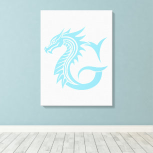 Lienzo Letra G de estilo dragón, alfabeto de dragón, mono