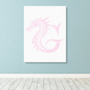Lienzo Letra G de estilo dragón, alfabeto de dragón, mono