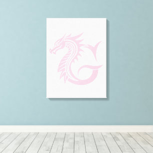 Lienzo Letra G de estilo dragón, alfabeto de dragón, mono