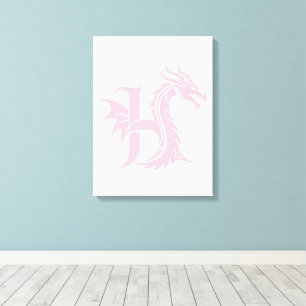 Lienzo Letra H de estilo dragón, alfabeto de dragón, mono