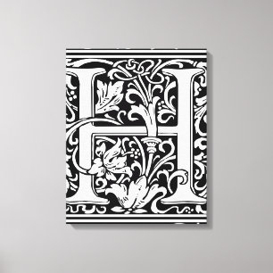 Lienzo Letra H Monograma medieval Art Nouveau