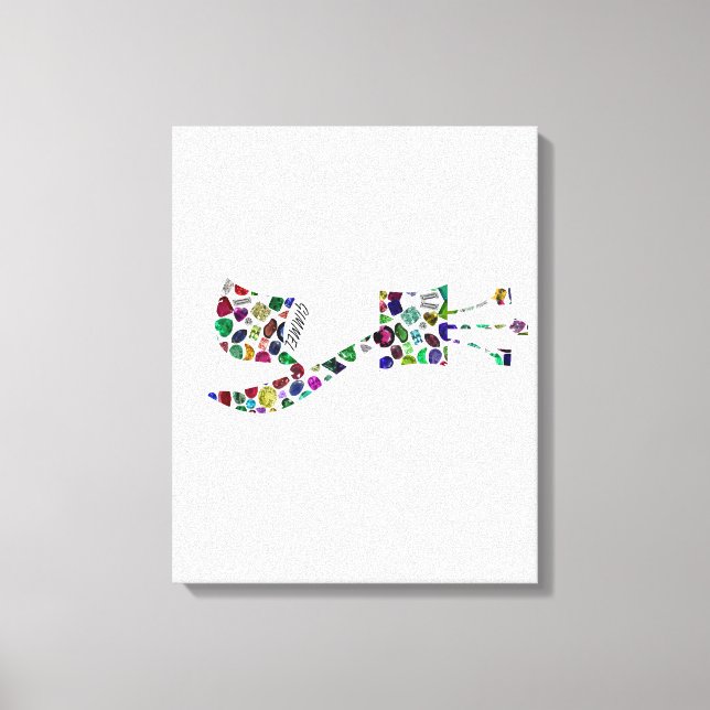 Lienzo Letra hebrea GIMMEL hecha con guijarros (Anverso)