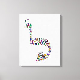 Lienzo Letra hebrea 'LAMED' hecha con piedras preciosas