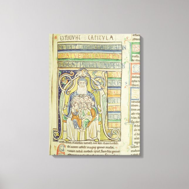 Lienzo Letra historiada 'A' que representa a generaciones (Anverso)