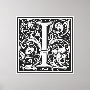 Lienzo Letra I Monograma Medieval Art Nouveau
