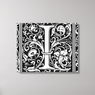 Lienzo Letra I Monograma Medieval Art Nouveau