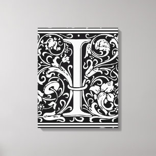 Lienzo Letra I Monograma Medieval Art Nouveau