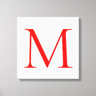 Lienzo Letra inicial blanco rojo monogramado profesional