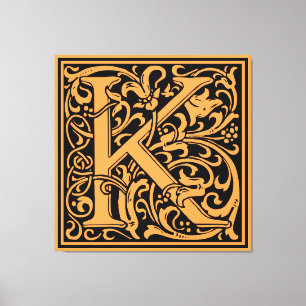 Lienzo Letra K Monograma medieval Art Nouveau