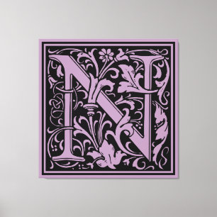 Lienzo Letra N Monograma Medieval Art Nouveau