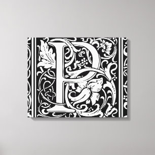 Lienzo Letra P Monograma Medieval Art Nouveau
