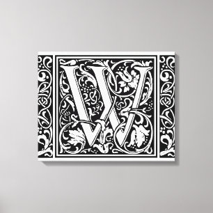Lienzo Letra W Monograma Medieval Art Nouveau