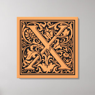 Lienzo Letra X Monograma medieval Art Nouveau
