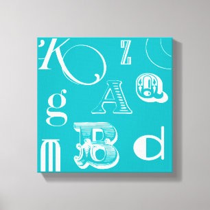 Lienzo Letras decorativas sobre fondo azul