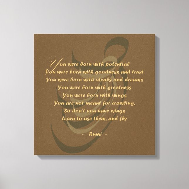 Lienzo Letras místicas Rumi Wisdom (Anverso)