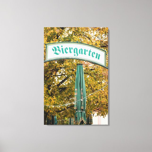 Lienzo Letrero de Biergarten exterior, Alemania (Anverso)
