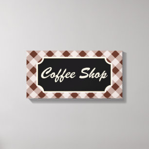 Lienzo Letrero de Café de Cuadro Brown Gingham