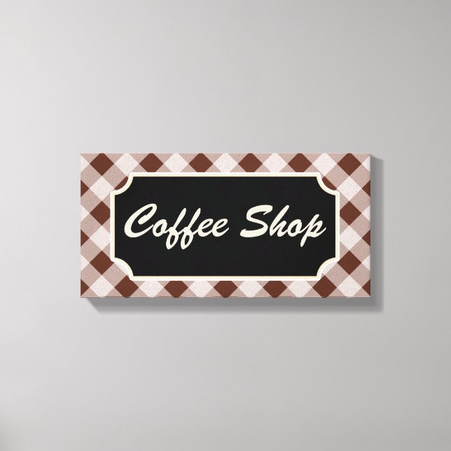 Lienzo Letrero de Café de Cuadro Brown Gingham (Anverso)
