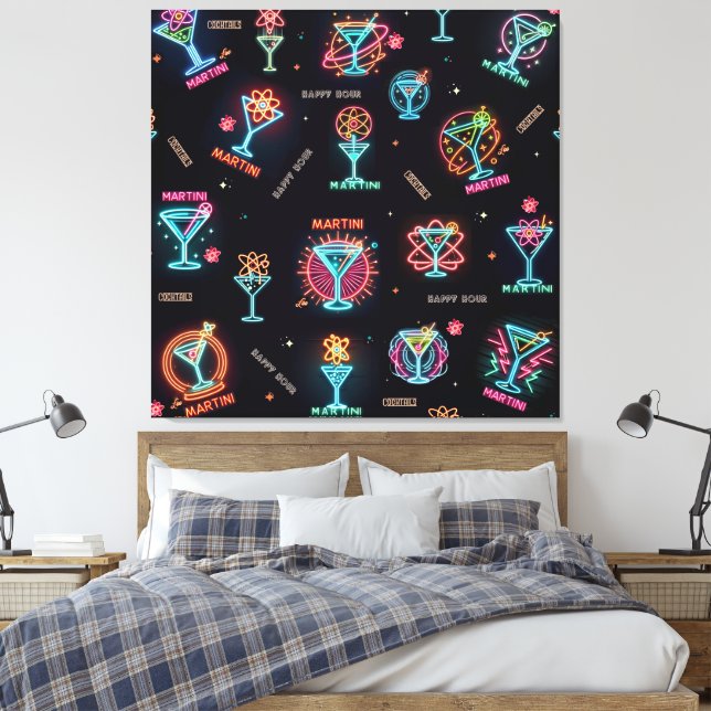 Lienzo Letrero de neón Cócteles Martini Atómicos de la Er (Insitu(Dormitorio))