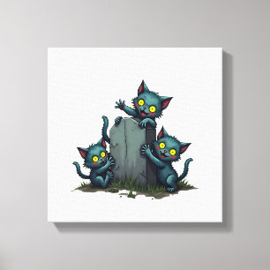 Lienzo Levantamiento de Gatito Zombie