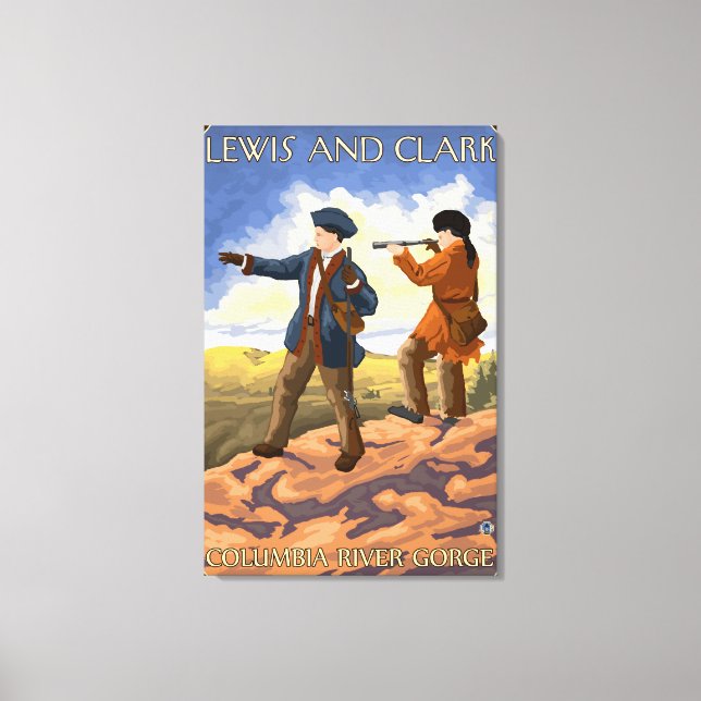 Lienzo Lewis y Clark - Gorge del río Columbia, Oregón (Anverso)