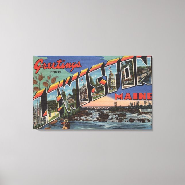 Lienzo Lewiston, Maine (Escena del río) (Anverso)