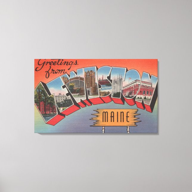 Lienzo Lewiston, Maine - Escenas de letras grandes (Anverso)