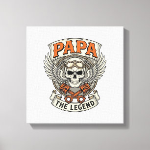 Lienzo Leyenda de cráneo de motociclista vintage papá