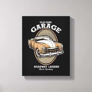 Lienzo Leyenda de Garaje de Coches Antiguos