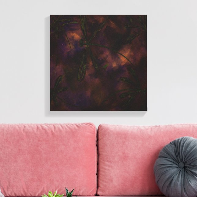 Lienzo Libélula de Fuego en Noche Oscura (Insitu (Sala de estar))